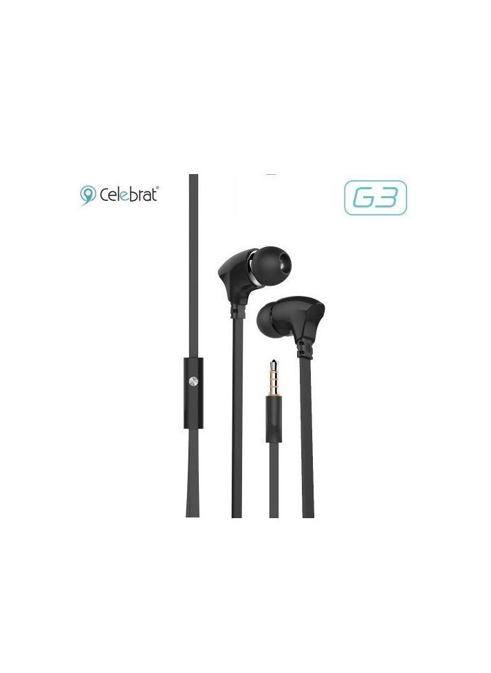 Celebrate Celebrat G3 - Stereo Call Music Earphones- Black 