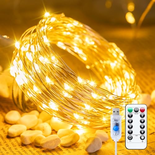 Minetom Twinkle Fairy Lights, 33 ft 100 LED USB Plug in String Lights with Remote and Timer, Waterproof 8 Modes for Bedroom Indoor Wreath DIY Party Wedding Christmas Holiday Decoration - Image 1
