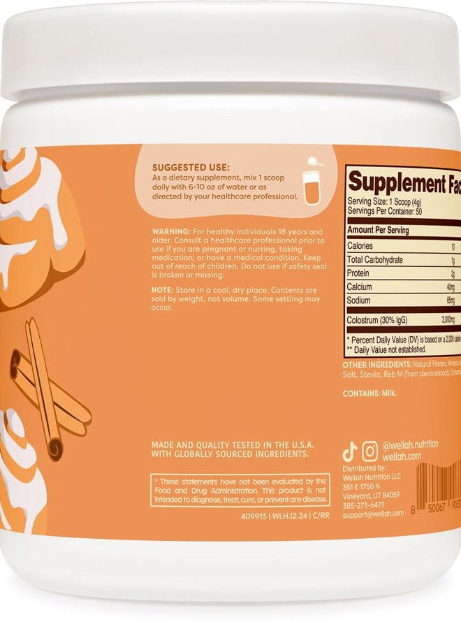 Wellah Cinnamon Roll Flavored Colostrum (50 Servings) - Sweetened with Stevia, 3g Colostrum Per Serving, Dietary Supplement - Image 3