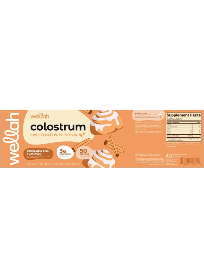 Wellah Cinnamon Roll Flavored Colostrum (50 Servings) - Sweetened with Stevia, 3g Colostrum Per Serving, Dietary Supplement - Image 5