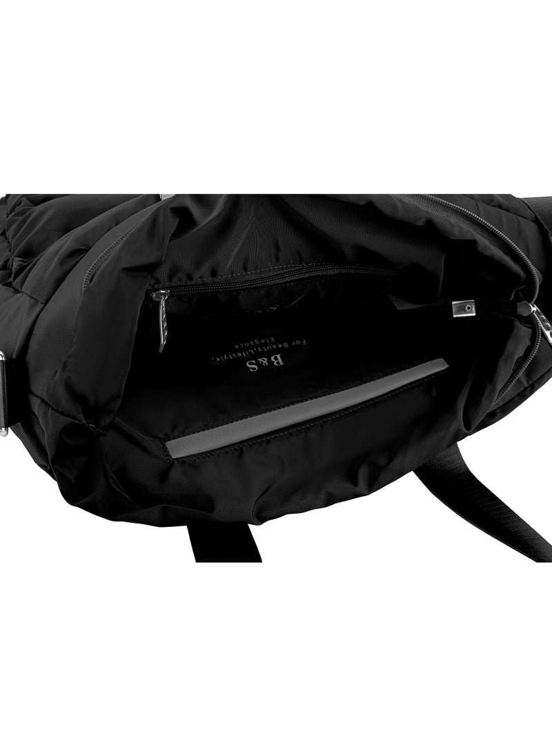 B.S COLLECTION - Large capacity waterproof soft quilted shoulder bag and cross bag for women - Black - Image 1