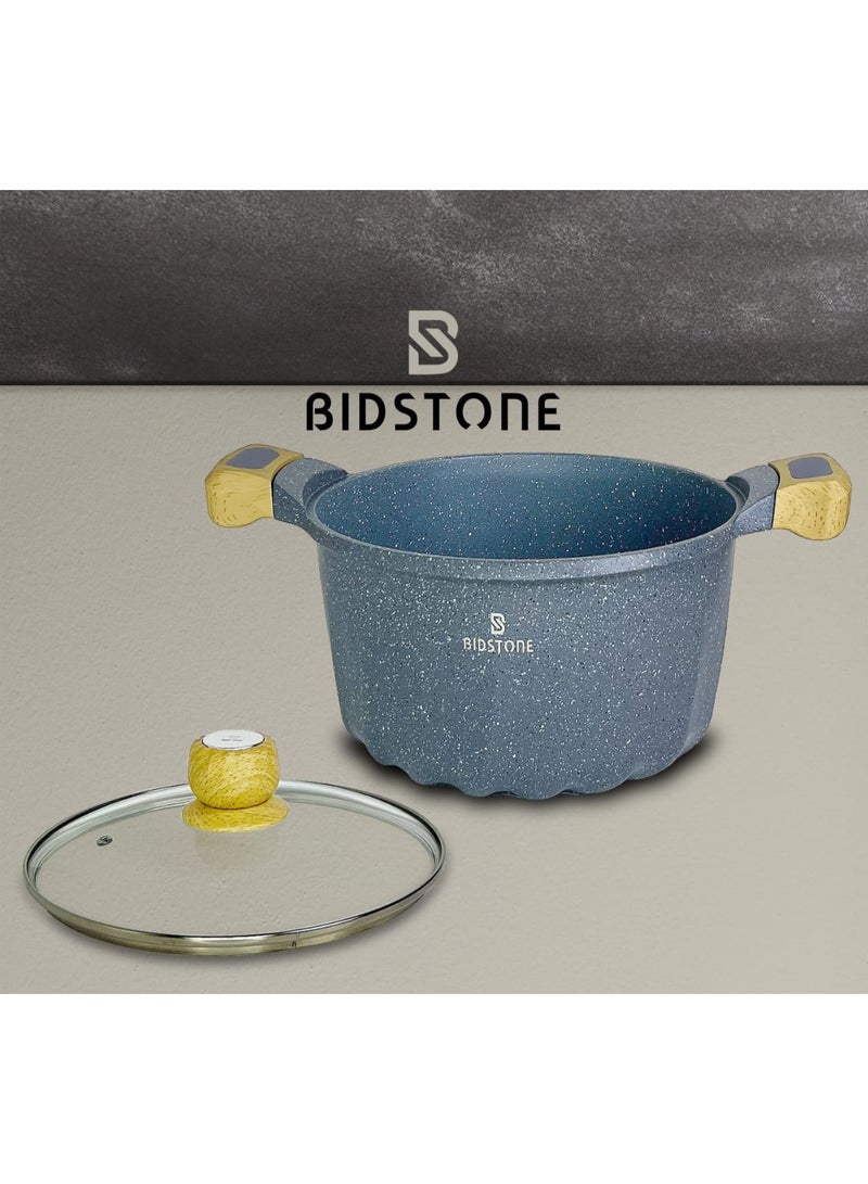 Bidstone 32cm Family-Size Cooking Pot – 11.2L Aluminum Soup Casserole with Glass Lid – Multi-Layer Granite Coating, Fixed Handle, Oven Safe & 100% PFOA-Free - Image 3