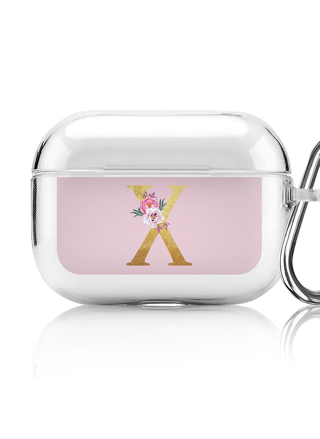 Stylizedd Classic Clear printed Case for Apple AirPods Pro 2nd Generation Thin Transparent Cover - Custom Monogram Initial Letter Floral Pattern Alphabet - X (Pink )  - Image 1