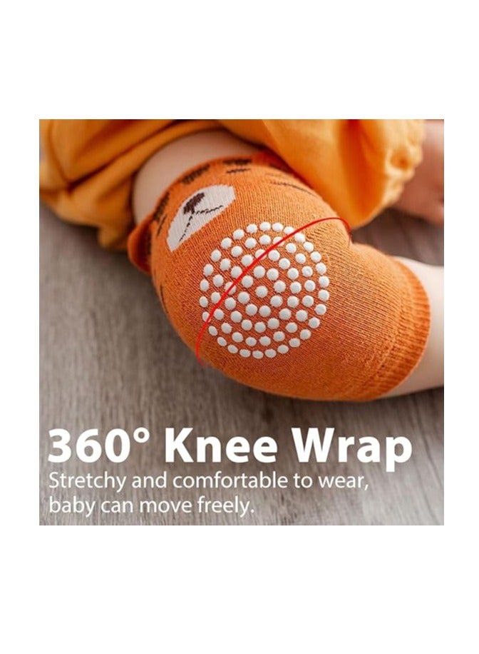 فلوشرينيك 5 أزواج من وسادات الركبة للأطفال الرضع للزحف، جوارب ركب الأطفال الصغار المضادة للانزلاق للمشي والزحف، وسادات ركب الأطفال السميكة المرنة القابلة للتنفس، واقيات الركبة الناعمة للأطفال من 0-3 سنوات للأطفال الصغار البنات والبنين - Image 2