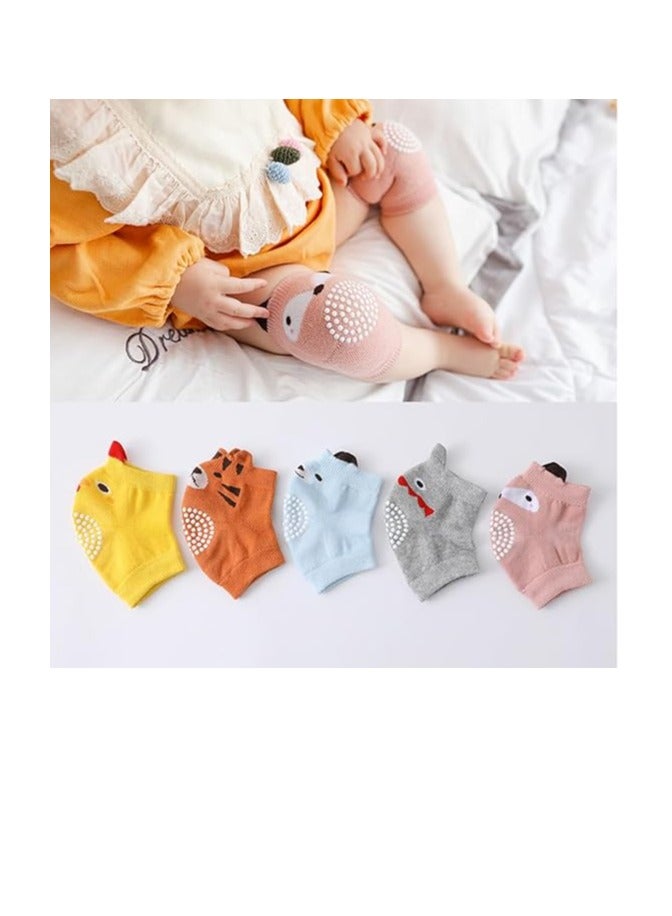 فلوشرينيك 5 أزواج من وسادات الركبة للأطفال الرضع للزحف، جوارب ركب الأطفال الصغار المضادة للانزلاق للمشي والزحف، وسادات ركب الأطفال السميكة المرنة القابلة للتنفس، واقيات الركبة الناعمة للأطفال من 0-3 سنوات للأطفال الصغار البنات والبنين - Image 5