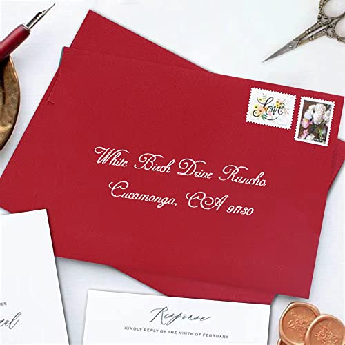 AZAZA A7 Red Invitation 5x7 Envelopes 100 Pack- Self Seal, Square Flap,Perfect for 5x7 Cards, Weddings, Birthday, invitations, Graduation, Baby Shower, 5.25 x 7.25 Inches, 100 Pack, (Red) - Image 5