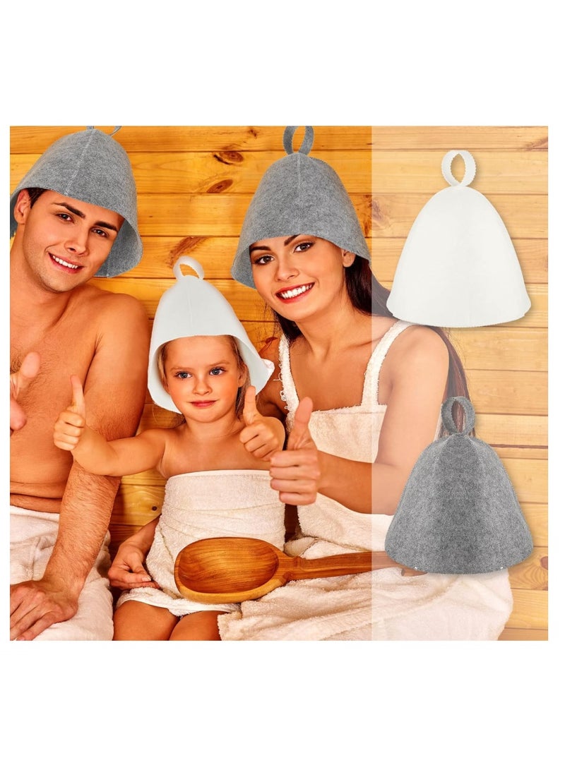 بيج تري قبعة ساونا مع حلقة تعليق 2 قطعة، قبعة حمام من اللباد لغرفة الساونا والحمام لحماية رأسك من الحرارة، إكسسوارات للساونا في غرفة البخار في الشارع، قبعة ساونا للنساء والرجال، أسود وأبيض - Image 2