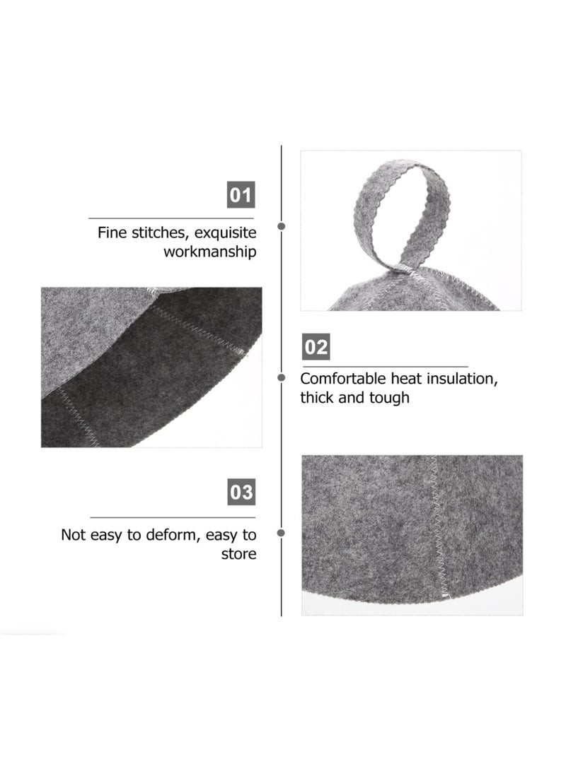 بيج تري قبعة ساونا مع حلقة تعليق 2 قطعة، قبعة حمام من اللباد لغرفة الساونا والحمام لحماية رأسك من الحرارة، إكسسوارات للساونا في غرفة البخار في الشارع، قبعة ساونا للنساء والرجال، أسود وأبيض - Image 4