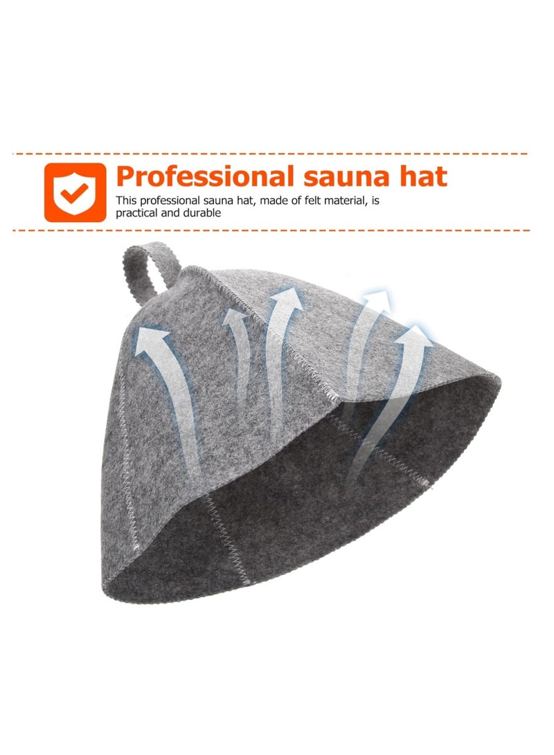 بيج تري قبعة ساونا مع حلقة تعليق 2 قطعة، قبعة حمام من اللباد لغرفة الساونا والحمام لحماية رأسك من الحرارة، إكسسوارات للساونا في غرفة البخار في الشارع، قبعة ساونا للنساء والرجال، أسود وأبيض - Image 3