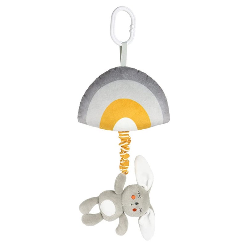 Blublu Park Baby Hanging Rattle Toys, Baby Lullaby Pull Musical, Soft Plush Early Development Stroller Car Toys with Squeaker for Infant (Rabbit) - Image 1