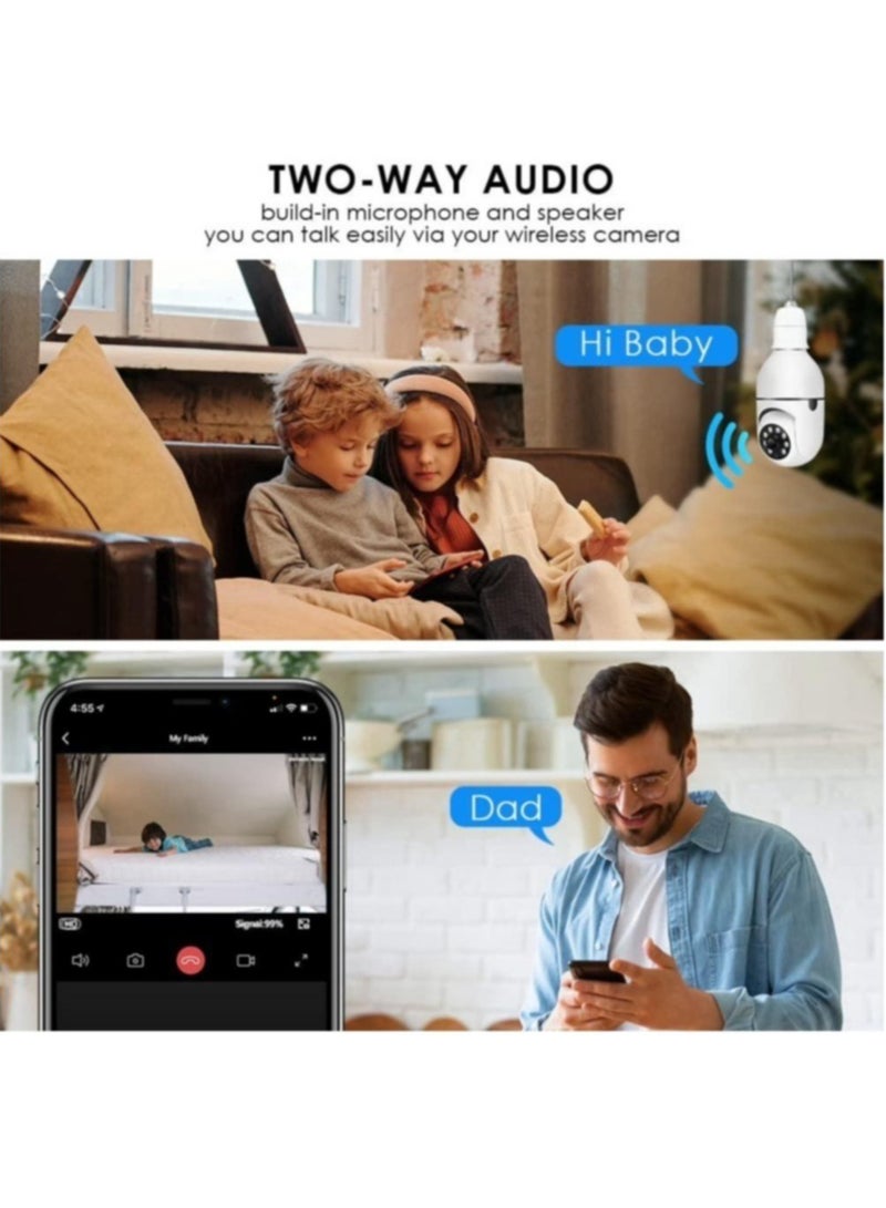 ELTRAZONE 4Pack HD 1080P Wireless Light-Bulb Security Camera, Work with 2.4ghz&5ghz WiFi, Motion Auto Tracking, 2 Way Audio, Spotlight Night Vision, E27 Screw-in CCTV Camera (4pcs) - Image 3