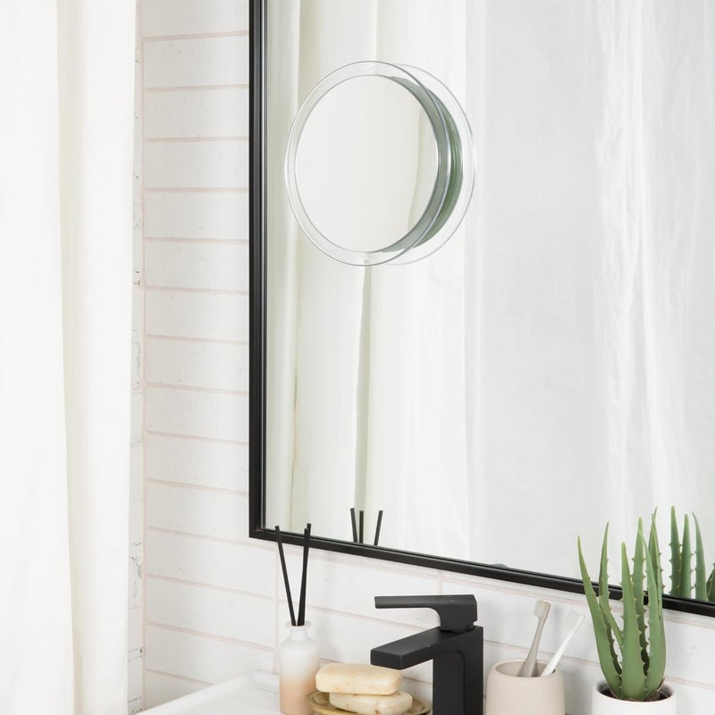 Jerdon Portable Travel Makeup Mirror with 5X Magnification and Suction Cups - 9" Diameter Frame with Travel Case - Image 3