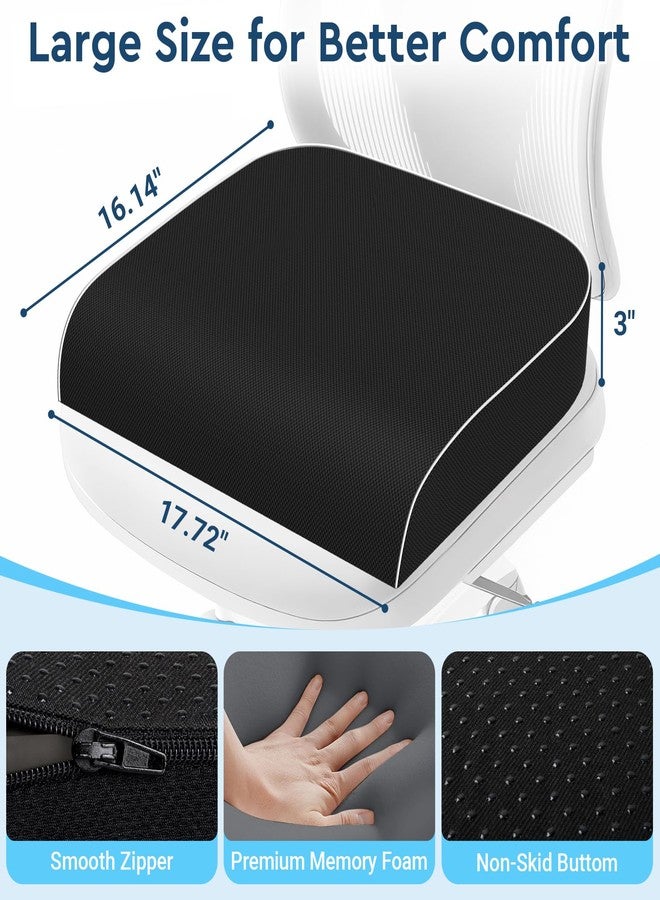 SofterCharm Seat Cushion, Memory Foam Office Chair Cushions for Long Sitting Hours, Chair Pad for Sciatica, Coccyx, Tailbone, Hip Pain & Pressure Relief, Office, Home, Car Seats, Airplane, Black/Large - Image 2