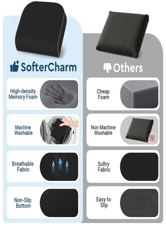 SofterCharm Seat Cushion, Memory Foam Office Chair Cushions for Long Sitting Hours, Chair Pad for Sciatica, Coccyx, Tailbone, Hip Pain & Pressure Relief, Office, Home, Car Seats, Airplane, Black/Large - Image 5