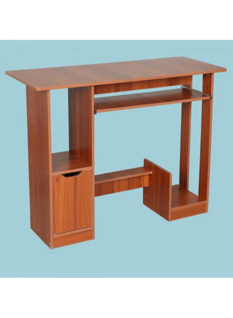 DubaiGallery Modern Wood Computer Desk with Pedestal Base and Exterior Shelving - Without Chairs Brown  - Image 3