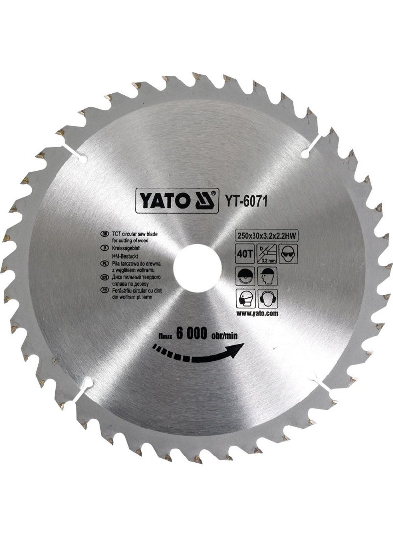 YATO TCT Circular Saw Blade for Wood 250x30x40T  YT-6071