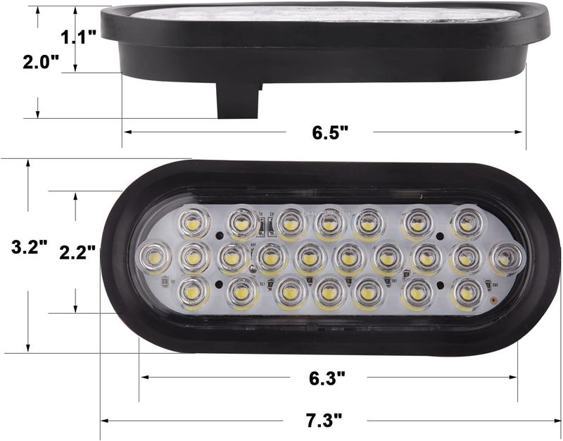 Konrali 4Pcs 6" Inch Oval LED Trailer Tail Lights - 24 LED Red and White Lights for Trucks - Image 5