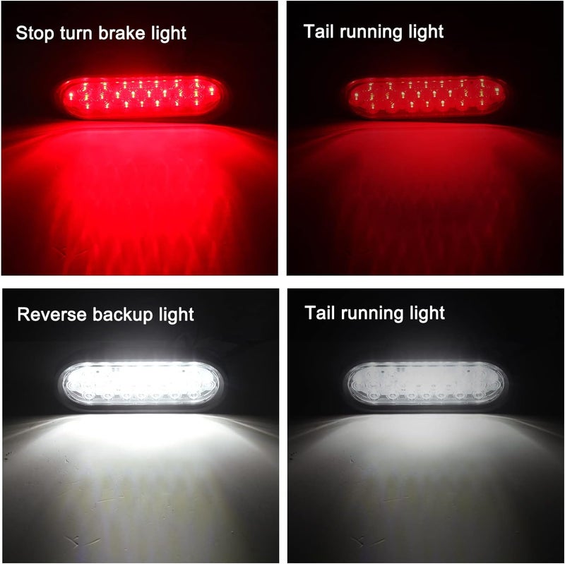 Konrali 4Pcs 6" Inch Oval LED Trailer Tail Lights - 24 LED Red and White Lights for Trucks - Image 3