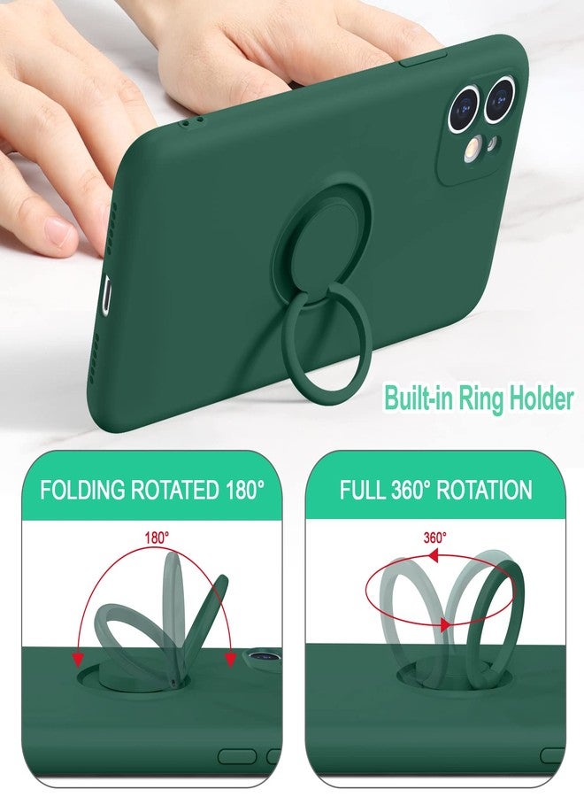 Hython for iPhone 11 Case with Ring Stand [360° Rotatable Ring Holder Magnetic Kickstand] [Support Car Mount] Slim Shockproof Soft Rubber Protective Phone Case Cover for Women, Midnight Green - Image 4