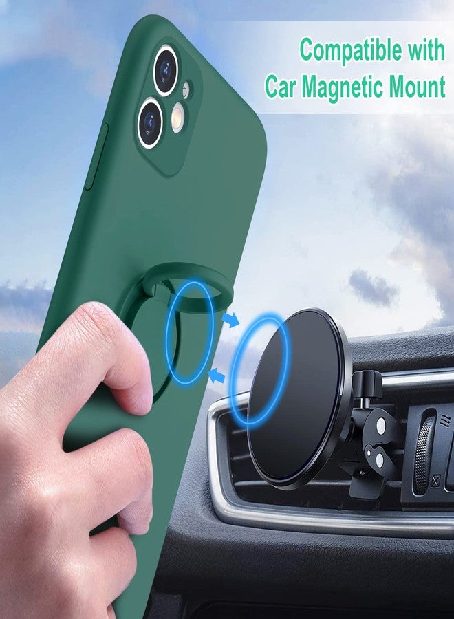 Hython for iPhone 11 Case with Ring Stand [360° Rotatable Ring Holder Magnetic Kickstand] [Support Car Mount] Slim Shockproof Soft Rubber Protective Phone Case Cover for Women, Midnight Green - Image 5