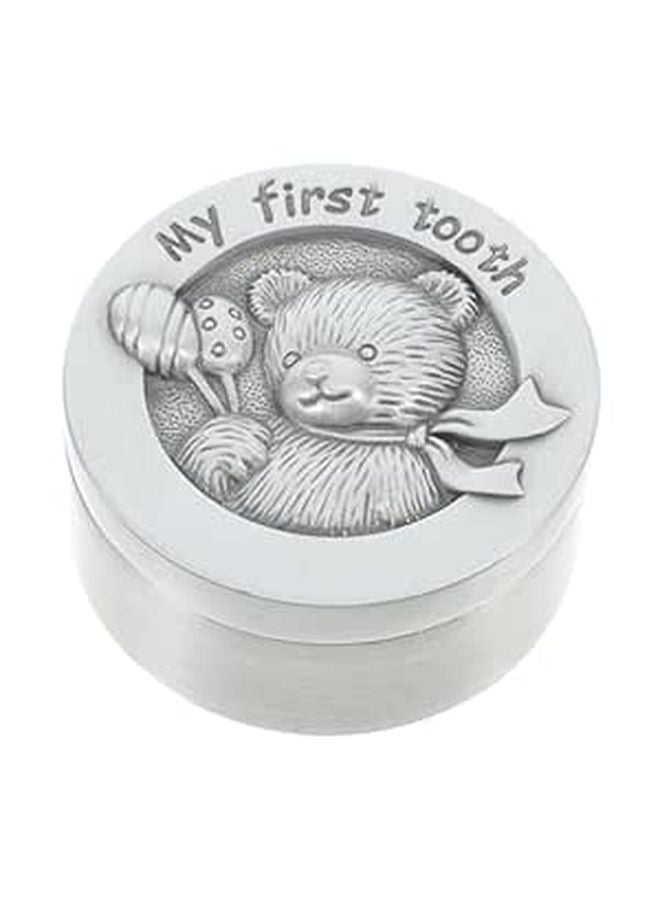 Alloy Metal First Tooth Keepsake Box For Boys With Flip Cover Memory Storage - Image 1