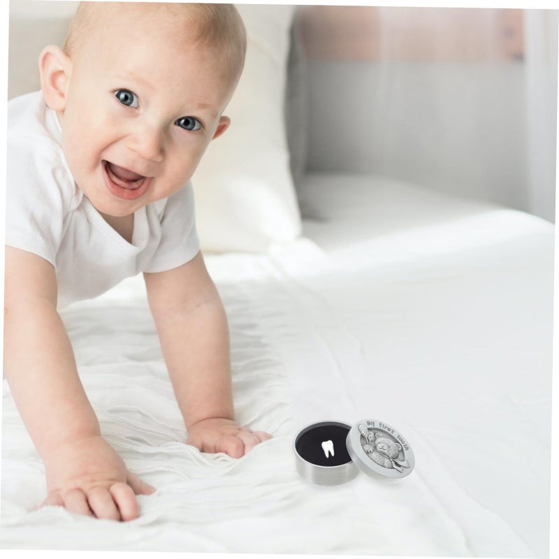 Alloy Metal First Tooth Keepsake Box For Boys With Flip Cover Memory Storage - Image 5