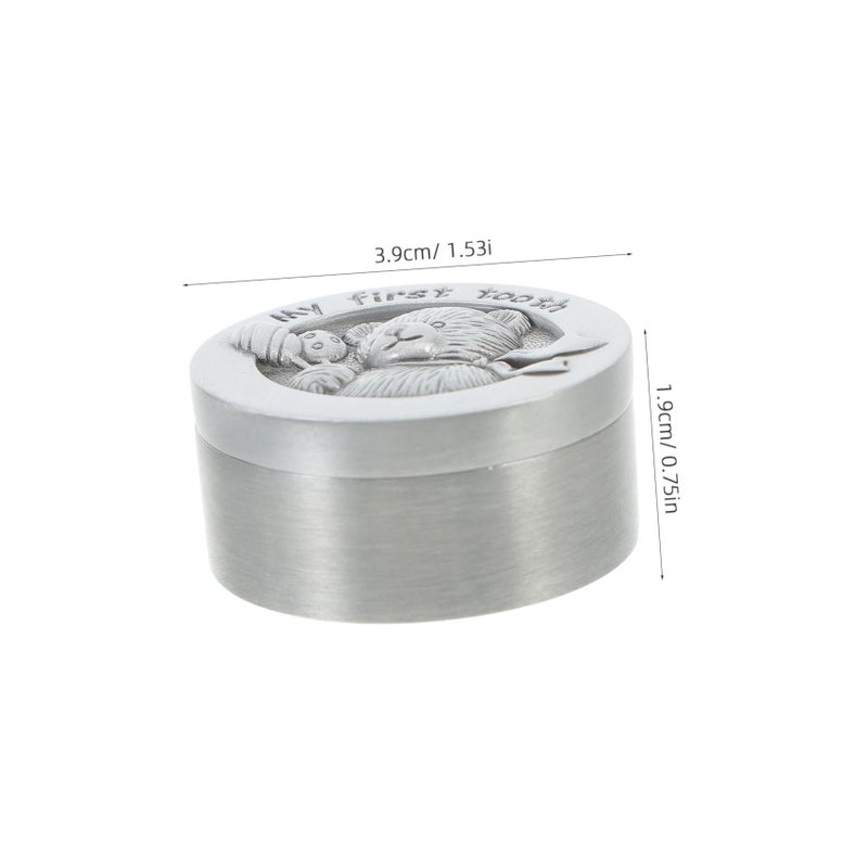 Alloy Metal First Tooth Keepsake Box For Boys With Flip Cover Memory Storage - Image 3