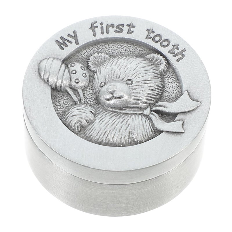 Alloy Metal First Tooth Keepsake Box For Boys With Flip Cover Memory Storage - Image 2