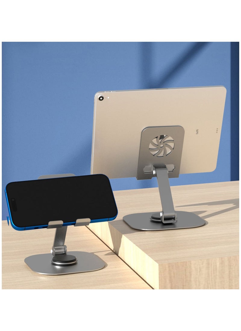 Youque - Metal 360° Rotation Mobile Phone Tablet Holder Anti Slip Foldable Regulate Portable Lazy Desktop Live Mobile Phone Stand Mount Grey - Image 1