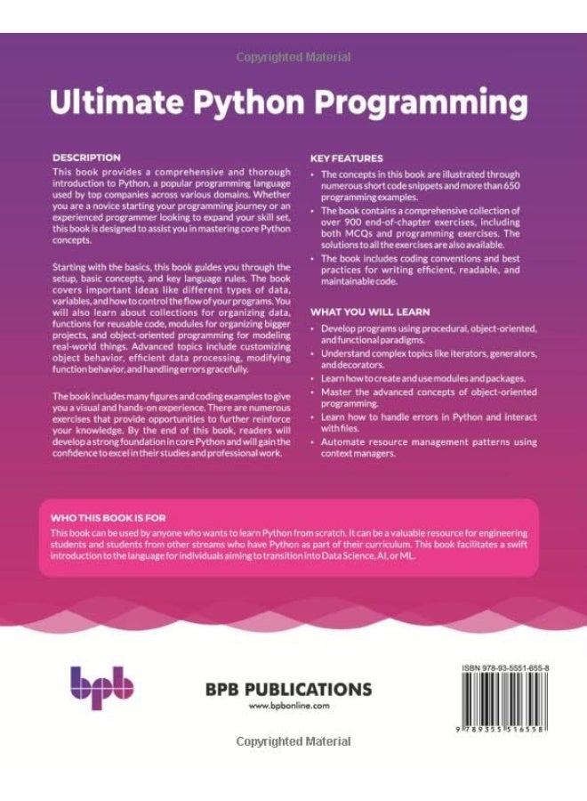 Ultimate Python Programming: Learn Python with 650+ programs, 900+ practice que