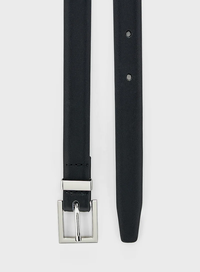 ELLA 2 Pack Genuine Leather Square Buckle Belt