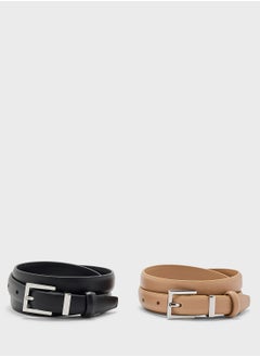 ELLA 2 Pack Genuine Leather Square Buckle Belt  - Image 2