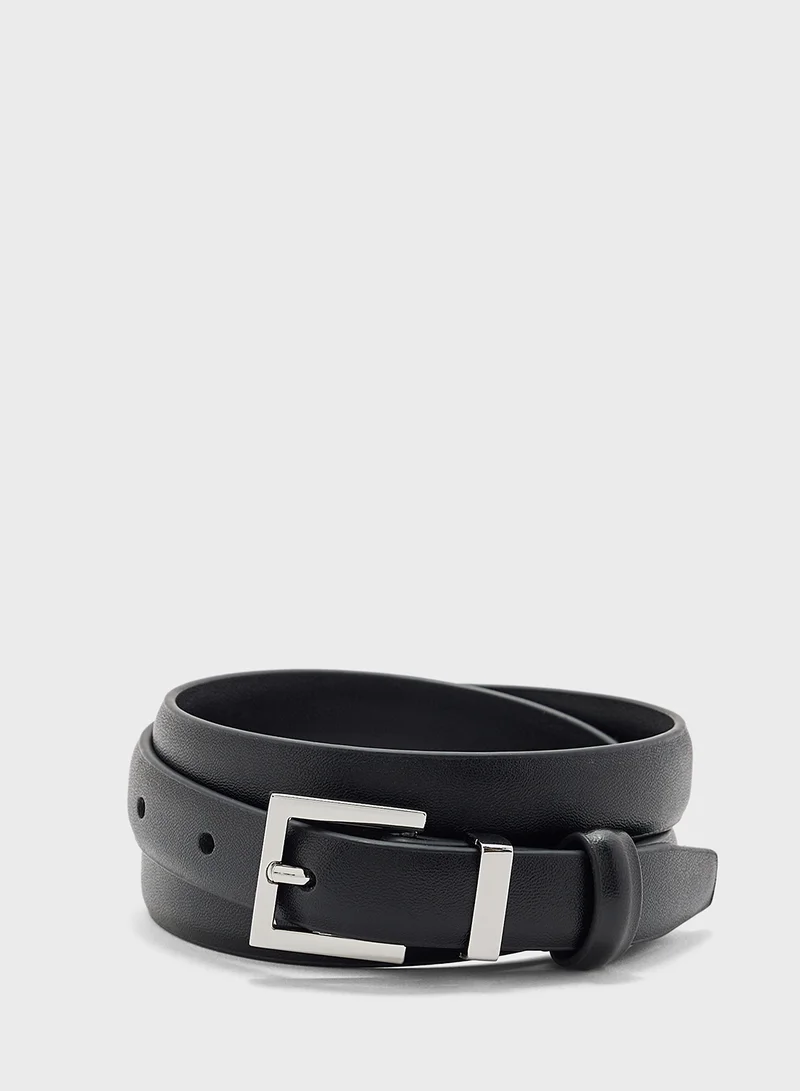 ELLA 2 Pack Genuine Leather Square Buckle Belt