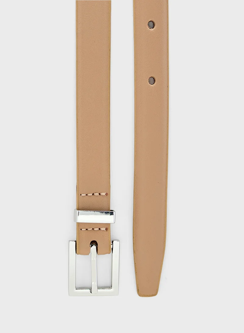 ELLA 2 Pack Genuine Leather Square Buckle Belt