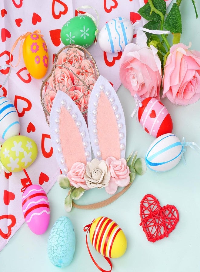 baotongle Pearl Bunny Headband Bunny Rose Ears Easter Headbands Baby Girls Flower Spring Newborn Toddler Infant Bunny Headbands - Image 2