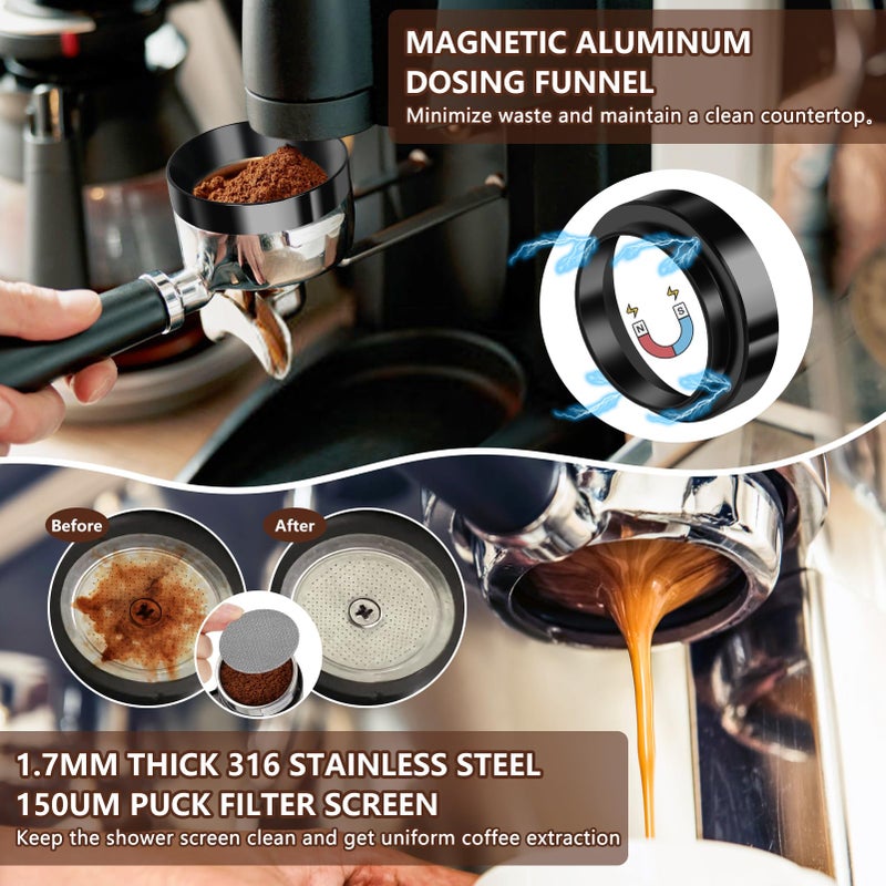 Y-Step 25 PCS Espresso Accessories Kit, Espresso Tamper Kit Coffee Tamper Set, 51mm Espresso Tamper with Spring Loaded Calibrated, 51mm Espresso Puck Screen and Dosing Funnel, WDT Tool, Latte Art Kit - Image 4