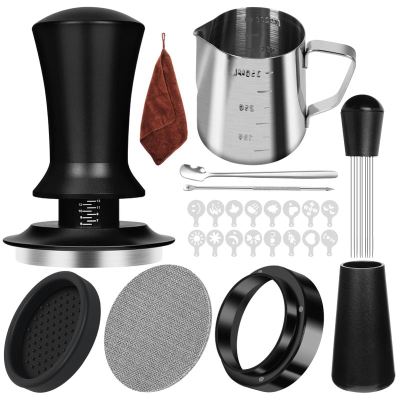 Y-Step 25 PCS Espresso Accessories Kit, Espresso Tamper Kit Coffee Tamper Set, 51mm Espresso Tamper with Spring Loaded Calibrated, 51mm Espresso Puck Screen and Dosing Funnel, WDT Tool, Latte Art Kit - Image 1