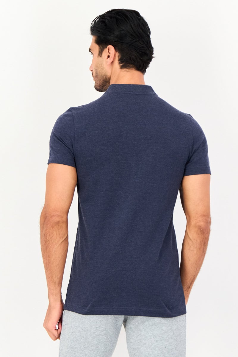 PUMA Men Slim Fit Short Sleeve Essential Pique Outdoor Polo Shirt, Heather Navy - Image 2