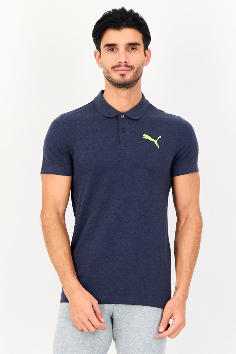 PUMA Men Slim Fit Short Sleeve Essential Pique Outdoor Polo Shirt, Heather Navy - Image 1