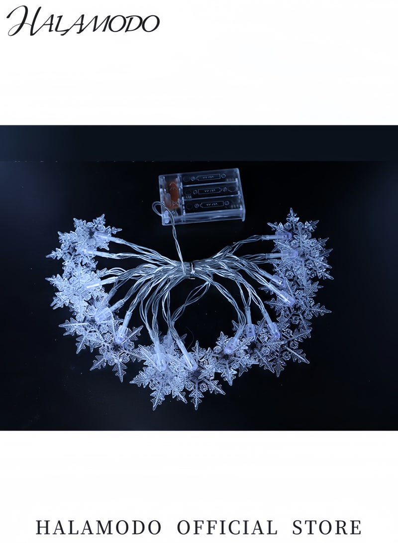 HALAMODO 20 LED Snowflake String Lights Battery Operated Warm White Fairy Lights for Party Bedroom Garden and Holiday Decor Indoor/Outdoor Waterproof Decorative Lighting - Image 5