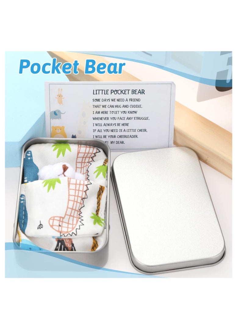 Excefore A Little Pocket Bear in a Tin Box, Hug Teddy Bear, Mini Animal Pocket Hug Bear, Fuzzy Mini Teddy Bears, for Valentines, Graduation, Birthday, Wedding (White) - Image 2