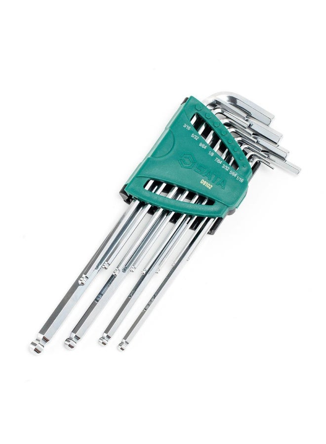 Sata SATA GL09102 12-Piece SAE Extra Long Ball Point Hex Key Set - Image 1
