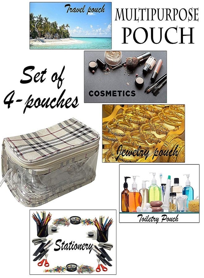 Armar Travel Cosmetic Pouch Set Toiletry Kit Bag Makeup Bag Plastic Box Vanity Combo of 4 Set Transparent Travel Pouch Jewellery Organizer Bag for Women-Men Shaving Kit for Men - Image 4