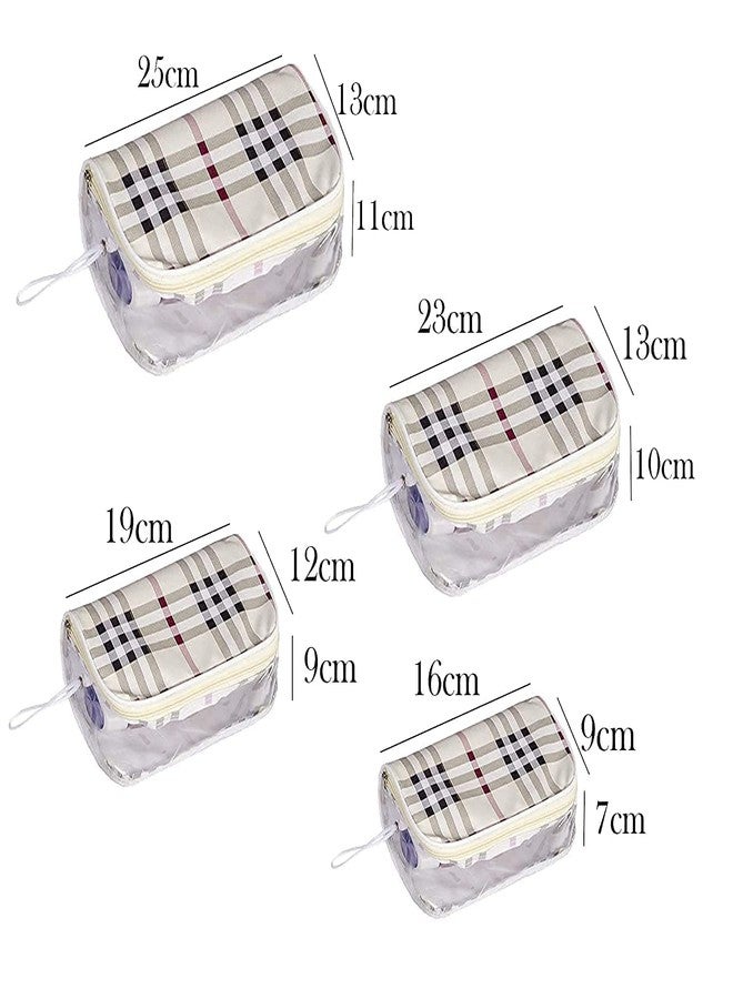 Armar Travel Cosmetic Pouch Set Toiletry Kit Bag Makeup Bag Plastic Box Vanity Combo of 4 Set Transparent Travel Pouch Jewellery Organizer Bag for Women-Men Shaving Kit for Men - Image 3