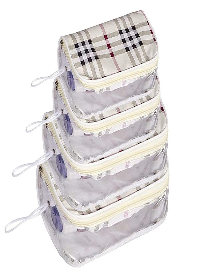 Armar Travel Cosmetic Pouch Set Toiletry Kit Bag Makeup Bag Plastic Box Vanity Combo of 4 Set Transparent Travel Pouch Jewellery Organizer Bag for Women-Men Shaving Kit for Men - Image 1