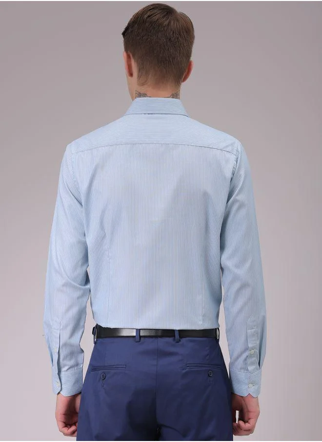 شركة المرآب الهندية Men Slim Fit Striped Full Sleeves Cutaway Collar Formal Shirt
