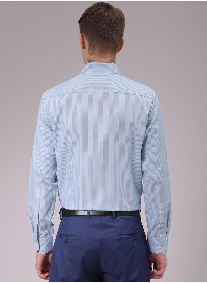 The Indian Garage Co Men Slim Fit Striped Full Sleeves Cutaway Collar Formal Shirt  - Image 2