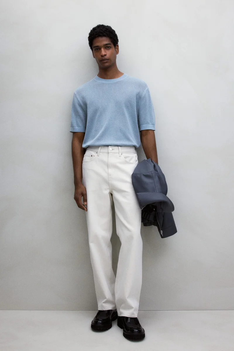 اتش اند ام Regular Fit Hole-knit T-shirt
