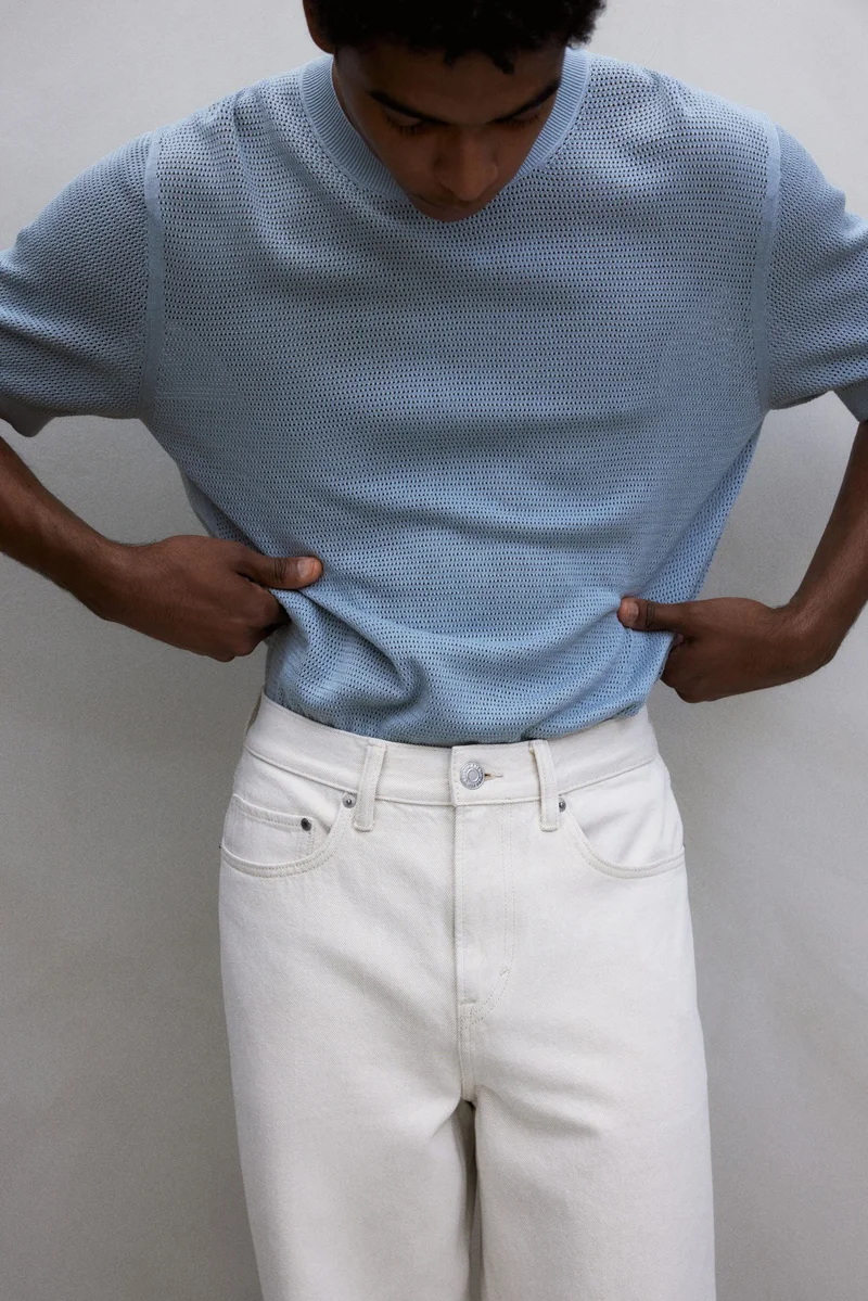 اتش اند ام Regular Fit Hole-knit T-shirt