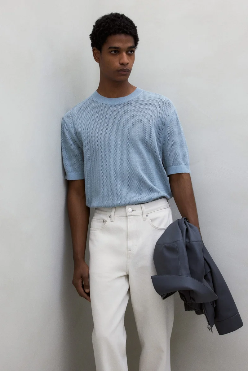 اتش اند ام Regular Fit Hole-knit T-shirt